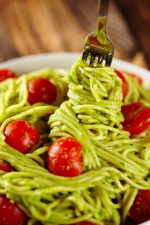 Pasta with avocado pesto at Piccolo Uno Pizza e Caffè in Riga