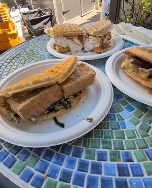 Vegan Sardou, Vegan Coconana, Columbia at Smaaken Waffle Sandwiches - Food Truck in Beaverton