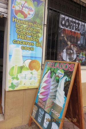 signs at Coco Fresh in Puerto Ayora