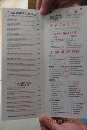 menu at Pizza Rox in Boynton Beach