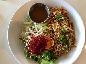 Vegan vermicelli bowl (Super good!) Served cold.  at Ava Street Cafe in Baton Rouge