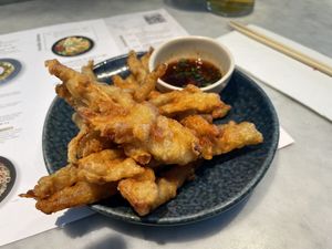 Vegan chilli ‘squid’  at LHR - Wagamama - T5 in West London