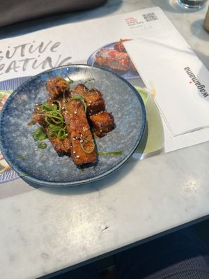 Sticky vegan ribs  at LHR - Wagamama - T5 in West London