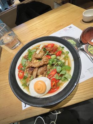 vegan teriyaki chicken udon ramen   at LHR - Wagamama - T5 in West London