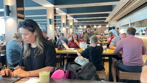 Inside of restaurant  at LHR - Wagamama - T5 in West London