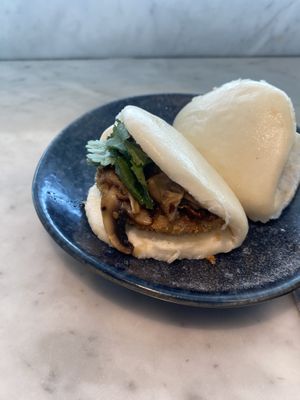 Eggplant mushroom bao  at LHR - Wagamama - T5 in West London