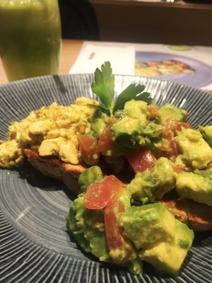 Avocado toast with scrambled tofu at LHR - Wagamama - T5 in West London