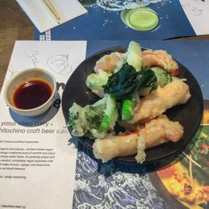 Vegan tempura vegetables at LHR - Wagamama - T5 in West London