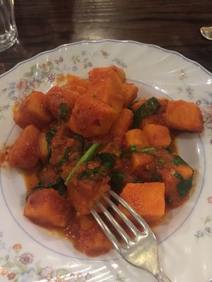 Sweet potato bravas at Hillhead Bookclub in Glasgow