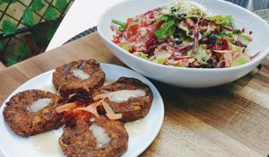 Falafels with freekah salad   at Back2Nature Vegan Cafe in Brighton