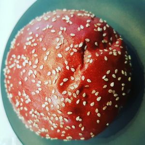 Beetroot bun at Back2Nature Vegan Cafe in Brighton