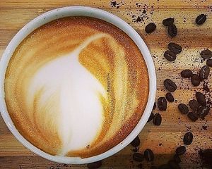 Vegan almond latte at Back2Nature Vegan Cafe in Brighton