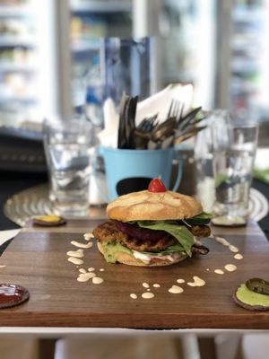 Vegan burger  at Back2Nature Vegan Cafe in Brighton