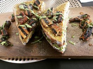 Sizzling Tofu Sandwich  at Back2Nature Vegan Cafe in Brighton