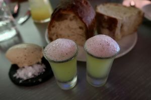 Sourdough and wattle seed butter  at Alibi in Sydney