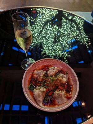 Goji and shiitake dumplings at Alibi in Sydney
