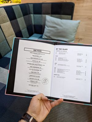 Bar menu at Alibi in Sydney