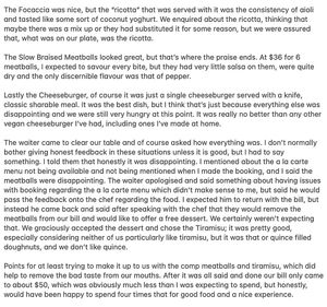 The rest of my review - had to post it this way due to Happy Cow's character limit. at Alibi in Sydney