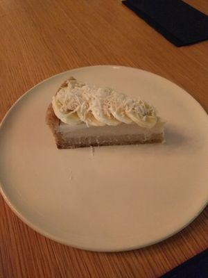 Coconut cream pie with a macadamia crust and bananas at Alibi in Sydney