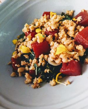 WATERMELON POKE
KALE. PICKLED GINGER. MACADAMIA. MINT. PONZU-LIME DRESSING. at Alibi in Sydney