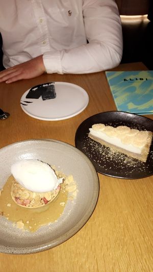 Dessert: rhubarb tarte and the coconut banana pie. at Alibi in Sydney