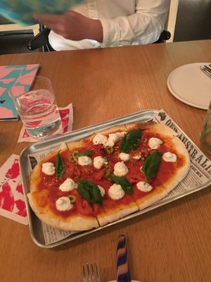 Starters: heirloom tomato pizza  at Alibi in Sydney