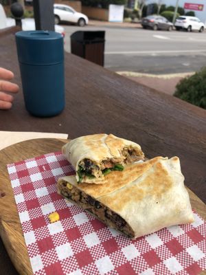 Vegan burrito 🤤(was too hungry and had to have a bite 😅) at Urban Bean in Margaret River