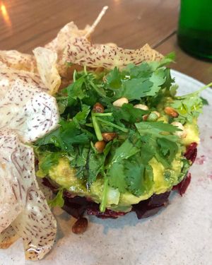 Vegan tuna tartare  at PLANTA in Miami Beach