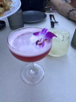 Delicious pink flamingo cocktail.   at PLANTA in Miami Beach