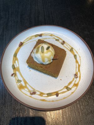 Pumpkin cake w/ ice cream and salted caramel (only in November)  at PLANTA in Miami Beach
