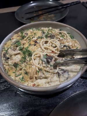 Dream worthy pasta carbonara  at PLANTA in Miami Beach