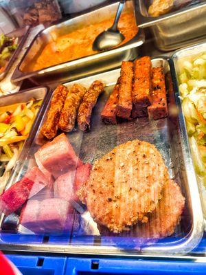 otah stick and burger patty at Su Zhi Yuan 素之缘 in Central Singapore