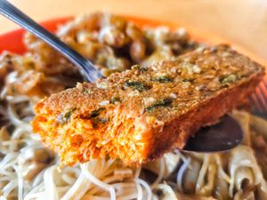 Texture of the otah stick at Su Zhi Yuan 素之缘 in Central Singapore