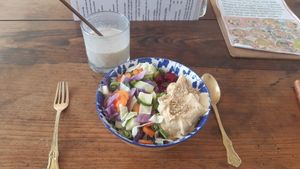 Buddha Bowl with Banana milk at Ayurvedico Cafe in Pokhara