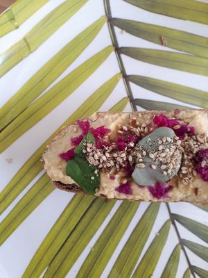 Hummus gluten free bread at Ayurvedico Cafe in Pokhara