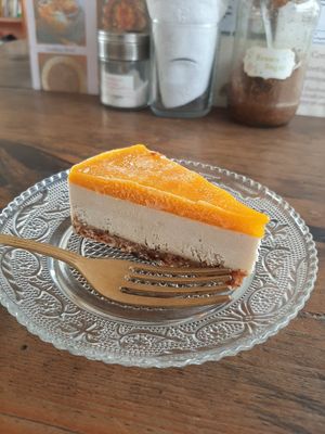 Half a mango raw cake at Ayurvedico Cafe in Pokhara