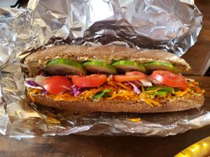 forgot. tasty veggie sandwich at Ayurvedico Cafe in Pokhara