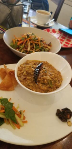 Lentil and rice curry at Sage Farm Cafe in Hyderabad