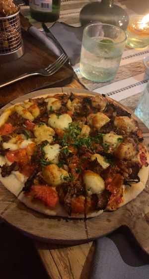 Pizza with jackfruit.  at Zest Ubud in Ubud