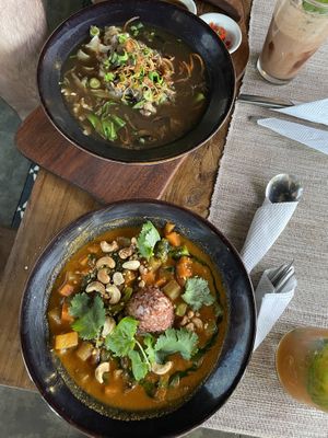 mushroom pho & moringa rice bowl - from the "medicine food" section of the menu  at Zest Ubud in Ubud