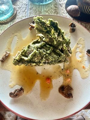 Seaweed waffles  at Zest Ubud in Ubud