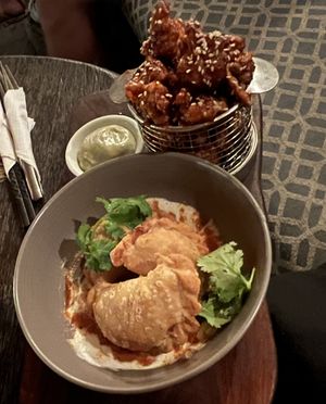 Jackfruit empanadas and cauli wings  at Zest Ubud in Ubud