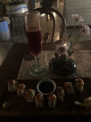 J2 juice, Onion tempura Sushi   at Zest Ubud in Ubud