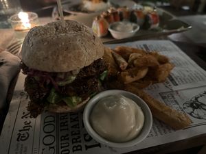 Fisherman’s burgerrs  at Zest Ubud in Ubud