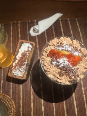 Chocolate mousse and tiramisu   at Zest Ubud in Ubud