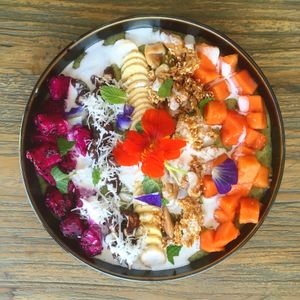Green smoothie bowl  at Zest Ubud in Ubud