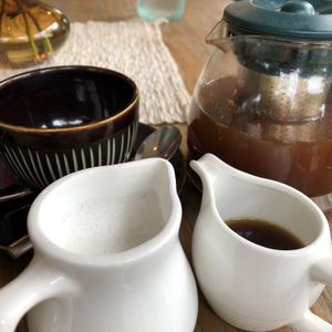 Chai teapot with palm nectar and cashew milk at Zest Ubud in Ubud