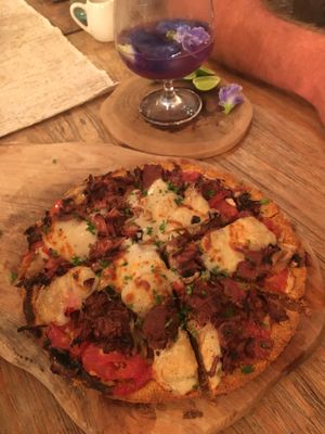 Jackfruit pizza  at Zest Ubud in Ubud
