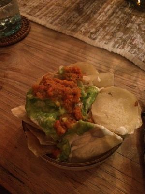Taro crisps with avocado and salsa - recommended!!  at Zest Ubud in Ubud
