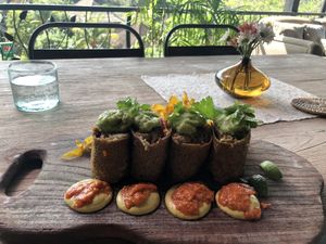 Pulled bbq jackfruit wrap at Zest Ubud in Ubud